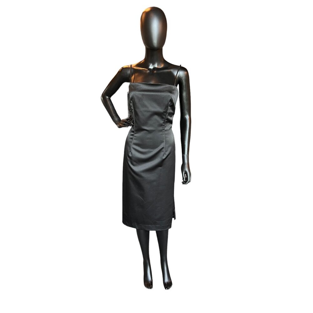 Maggy London Black Satin Cocktail Dress sz 8